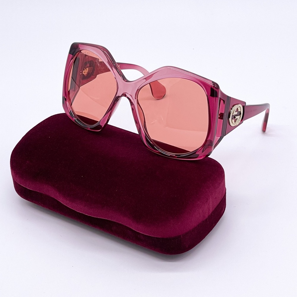 NEW GUCCI GG0875S 003 OVERSIZED PINK WOMEN SUNGLASSES GUCCI - Picture 1 of 16